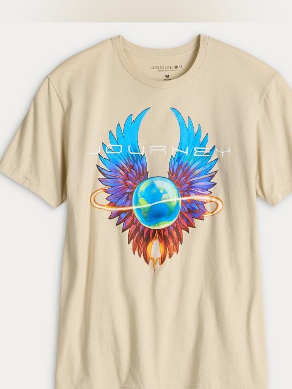 Journey Graphic Band Tee - Beige with Colorful Winged Earth